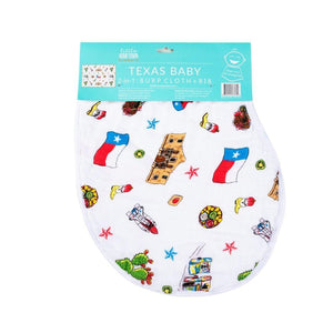 Gift Set: Texas Baby Unisex Muslin Swaddle Blanket and Burp Cloth/Bib Combo