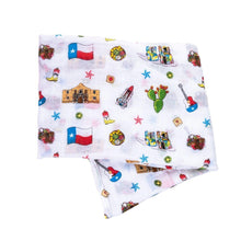 Load image into Gallery viewer, Gift Set: Texas Baby Unisex Muslin Swaddle Blanket and Burp Cloth/Bib Combo