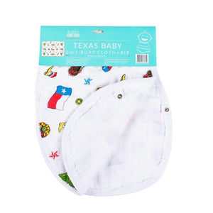 Gift Set: Texas Baby Unisex Muslin Swaddle Blanket and Burp Cloth/Bib Combo