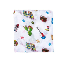 Load image into Gallery viewer, Gift Set: Texas Baby Unisex Muslin Swaddle Blanket and Burp Cloth/Bib Combo