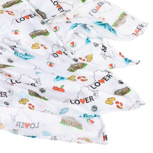 Load image into Gallery viewer, Gift Set: Virginia Baby Muslin Swaddle Blanket and Burp Cloth/Bib Combo