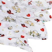 Load image into Gallery viewer, Gift Set: Virginia Baby Muslin Swaddle Blanket and Burp Cloth/Bib Combo (Floral)