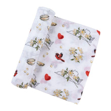 Load image into Gallery viewer, Gift Set: Virginia Baby Muslin Swaddle Blanket and Burp Cloth/Bib Combo (Floral)