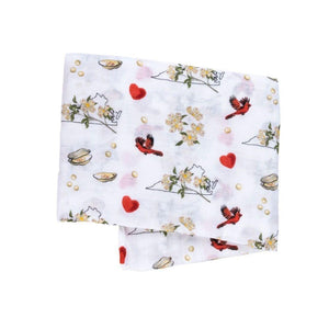 Gift Set: Virginia Baby Muslin Swaddle Blanket and Burp Cloth/Bib Combo (Floral)