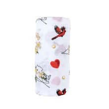 Load image into Gallery viewer, Gift Set: Virginia Baby Muslin Swaddle Blanket and Burp Cloth/Bib Combo (Floral)