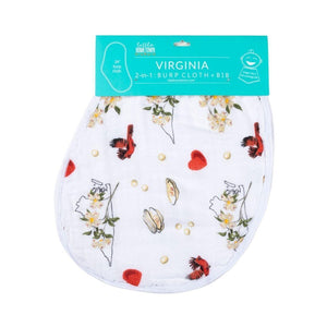 Gift Set: Virginia Baby Muslin Swaddle Blanket and Burp Cloth/Bib Combo (Floral)