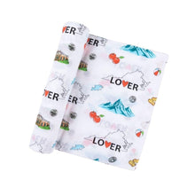 Load image into Gallery viewer, Gift Set: Virginia Baby Muslin Swaddle Blanket and Burp Cloth/Bib Combo