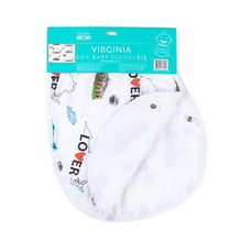 Load image into Gallery viewer, Gift Set: Virginia Baby Muslin Swaddle Blanket and Burp Cloth/Bib Combo