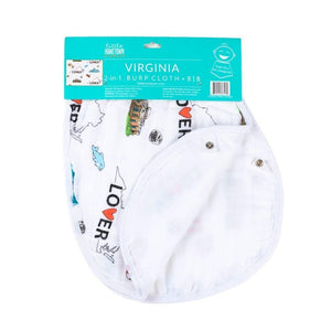 Gift Set: Virginia Baby Muslin Swaddle Blanket and Burp Cloth/Bib Combo