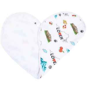 Gift Set: Virginia Baby Muslin Swaddle Blanket and Burp Cloth/Bib Combo