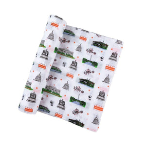 Gift Set: Washington D.C. Baby Muslin Swaddle Blanket and Burp Cloth/Bib Combo