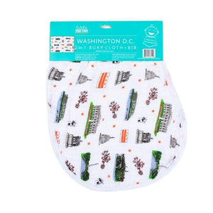 Gift Set: Washington D.C. Baby Muslin Swaddle Blanket and Burp Cloth/Bib Combo