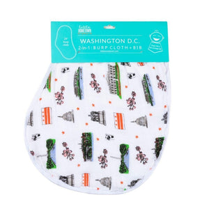 Gift Set: Washington D.C. Baby Muslin Swaddle Blanket and Burp Cloth/Bib Combo