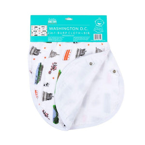 Gift Set: Washington D.C. Baby Muslin Swaddle Blanket and Burp Cloth/Bib Combo