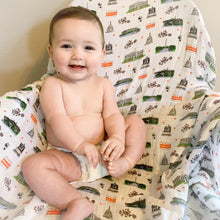 Load image into Gallery viewer, Gift Set: Washington D.C. Baby Muslin Swaddle Blanket and Burp Cloth/Bib Combo