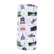 Load image into Gallery viewer, Gift Set: Washington D.C. Baby Muslin Swaddle Blanket and Burp Cloth/Bib Combo