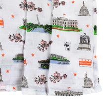 Load image into Gallery viewer, Gift Set: Washington D.C. Baby Muslin Swaddle Blanket and Burp Cloth/Bib Combo