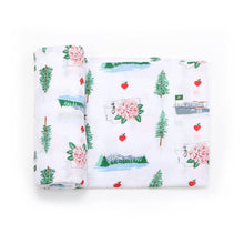 Load image into Gallery viewer, Gift Set: Washington (State) Baby Muslin Swaddle Blanket and Burp Cloth/Bib Combo