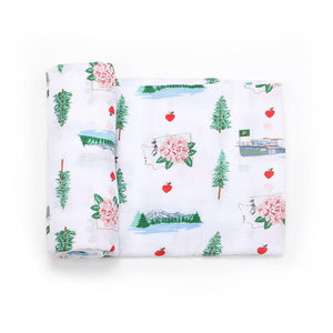 Gift Set: Washington (State) Baby Muslin Swaddle Blanket and Burp Cloth/Bib Combo