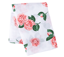 Load image into Gallery viewer, GiftSet: Camelia Baby Muslin Swaddle Blanket and Burp Cloth/Bib Combo