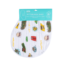 Load image into Gallery viewer, GiftSet: Pittsburgh Baby Muslin Swaddle Blanket and Burp Cloth/Bib Combo