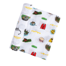 Load image into Gallery viewer, GiftSet: Pittsburgh Baby Muslin Swaddle Blanket and Burp Cloth/Bib Combo