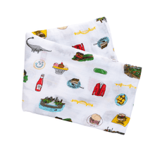 Load image into Gallery viewer, GiftSet: Pittsburgh Baby Muslin Swaddle Blanket and Burp Cloth/Bib Combo