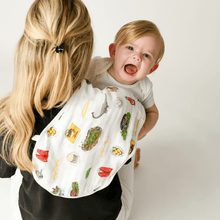 Load image into Gallery viewer, GiftSet: Pittsburgh Baby Muslin Swaddle Blanket and Burp Cloth/Bib Combo