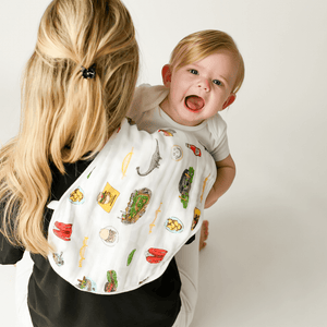 GiftSet: Pittsburgh Baby Muslin Swaddle Blanket and Burp Cloth/Bib Combo