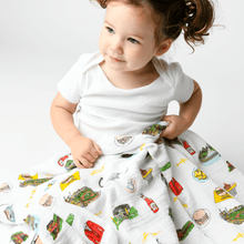 Load image into Gallery viewer, GiftSet: Pittsburgh Baby Muslin Swaddle Blanket and Burp Cloth/Bib Combo