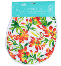 Load image into Gallery viewer, GiftSet: Prairie Fire Baby Muslin Swaddle Blanket and Burp Cloth/Bib Combo