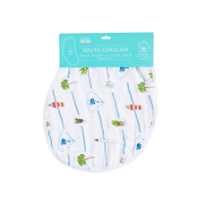 Load image into Gallery viewer, GiftSet: South Carolina Baby Muslin Swaddle Blanket and Burp Cloth/Bib Combo