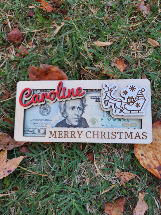 Christmas Money Holder, Personalized Wooden Gift