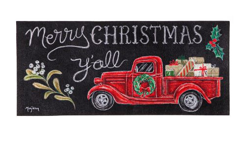 EVERGREEN MERRY CHRISTMAS Y'ALL RED TRUCK SASSAFRAS SWITCH MAT