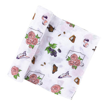 Load image into Gallery viewer, Muslin Baby Swaddle Blanket &amp; Bib Gift Set: Alabama Floral