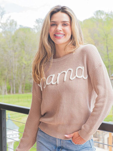 SIMPLY SOUTHERN COLLECTION TAN KNIT SWEATER- MAMA