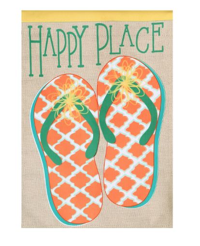 Evergreen Happy Place Linen House Flag
