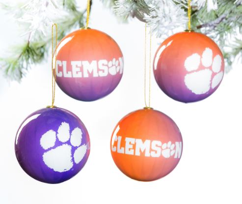 Evergreen Clemson University Ornaments - Set of 12