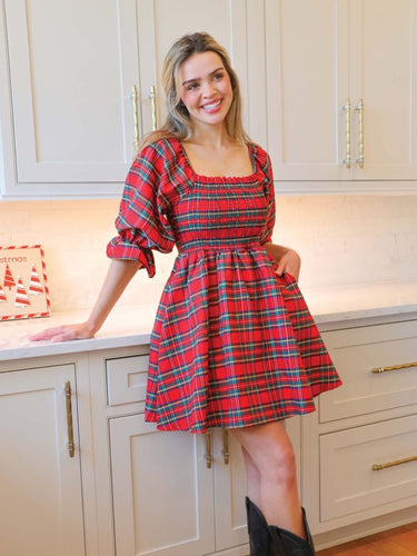 SIMPLY SOUTHERN COLLECTION PLAID HOLIDAY DRESS