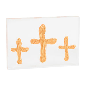 MUD PIE TRIPLE ACRYLIC CROSS PLAQUE