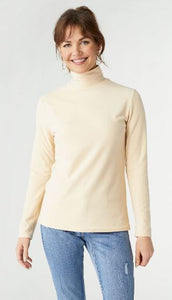 COCO & CARMEN HAZEL LONG SLEEVE RIBBED MOCK NECK BEIGE TOP