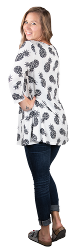 Simply Southern Pineapple Leopard Cross Neck Tunic