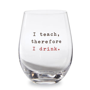 MUD PIE TEACHER STEMLESS WINE GLASSES