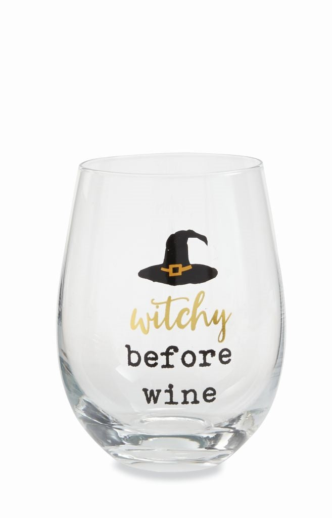 Mud Pie Halloween Stemless Wine Glasses