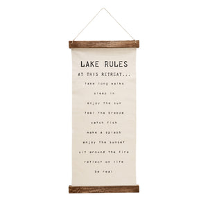 Mud Pie Lake Rules Hanging Canvas