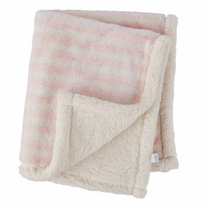 Mud Pie Pink Striped Faux Fur Blanket
