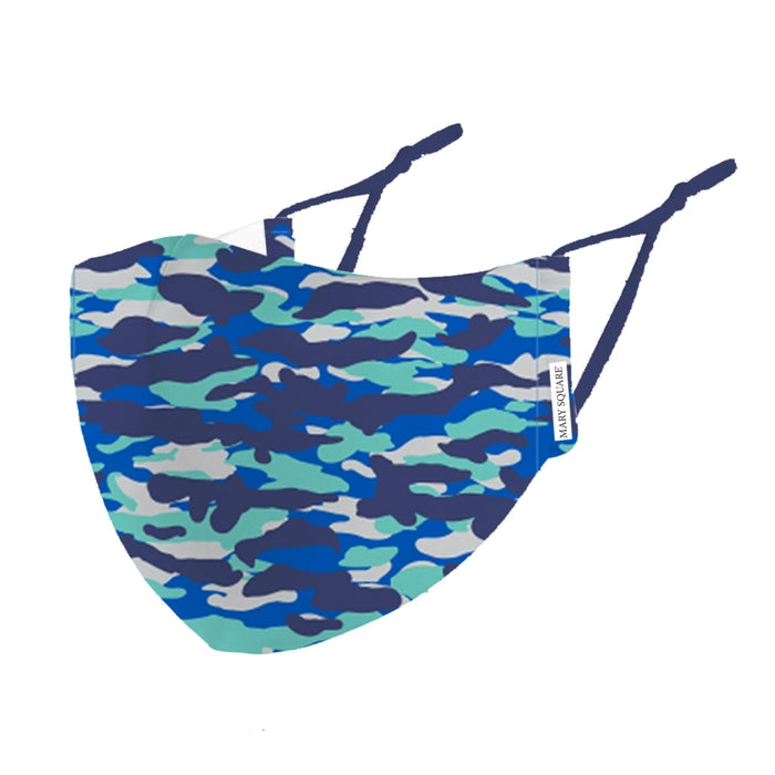 Mary Square Youth Blue Camo Face Mask