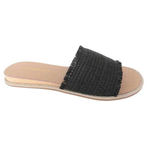 Michelle McDowell Black Flat Finley Straw Sandals