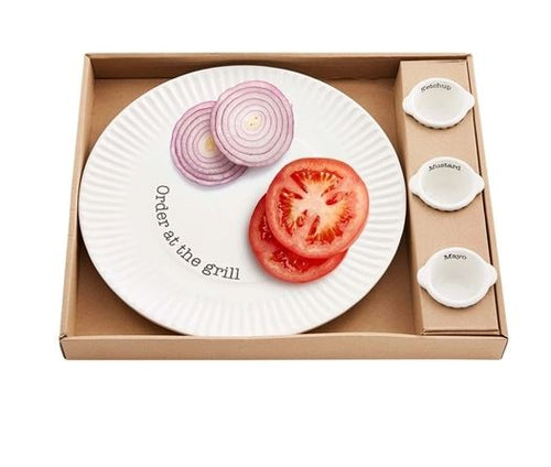 Mud Pie Grill Plate Condiment Boxed Set