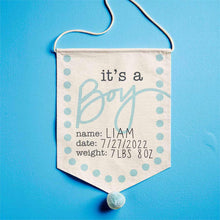 Load image into Gallery viewer, MUD PIE BOY NEW BABY CANVAS SIGN